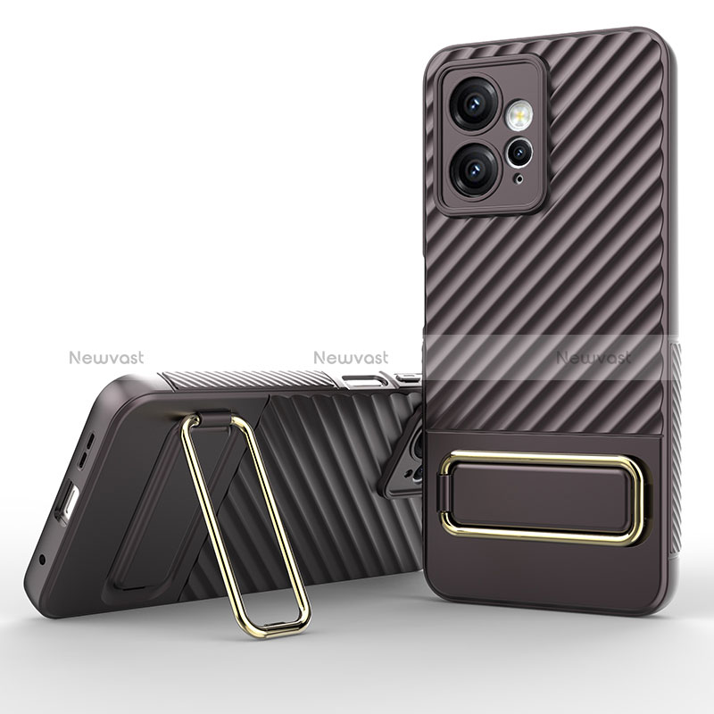 Ultra-thin Silicone Gel Soft Case Cover with Stand KC1 for Xiaomi Redmi Note 12 4G Brown