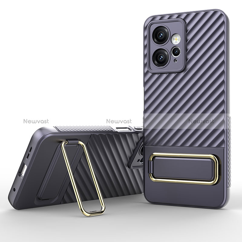 Ultra-thin Silicone Gel Soft Case Cover with Stand KC1 for Xiaomi Redmi Note 12 4G Clove Purple