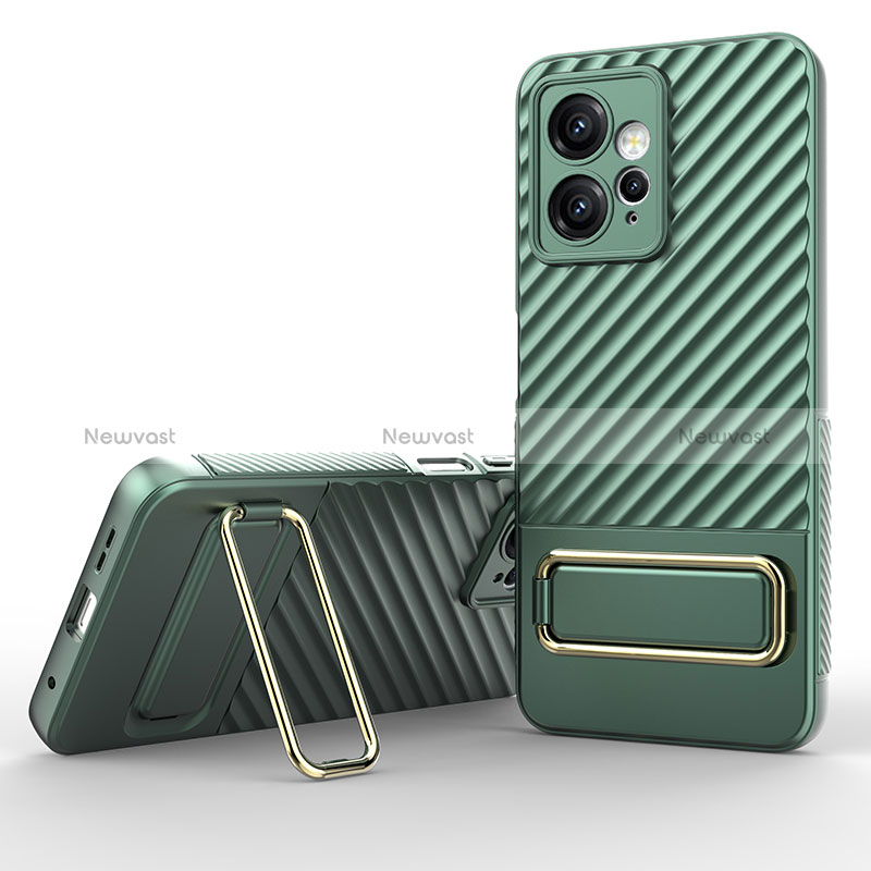 Ultra-thin Silicone Gel Soft Case Cover with Stand KC1 for Xiaomi Redmi Note 12 4G Green