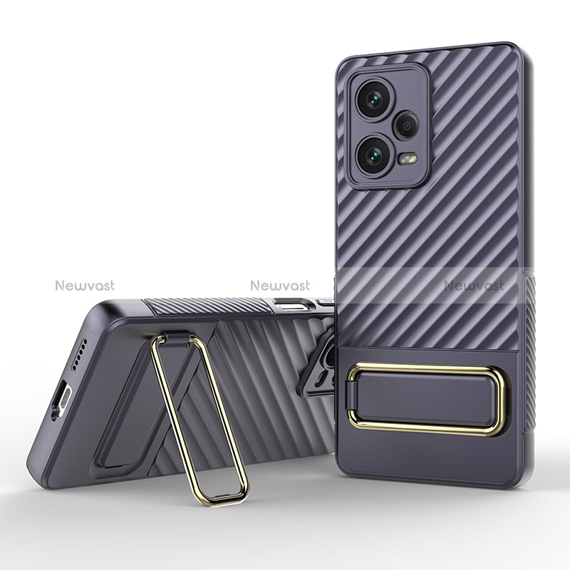 Ultra-thin Silicone Gel Soft Case Cover with Stand KC1 for Xiaomi Redmi Note 12 Explorer Clove Purple