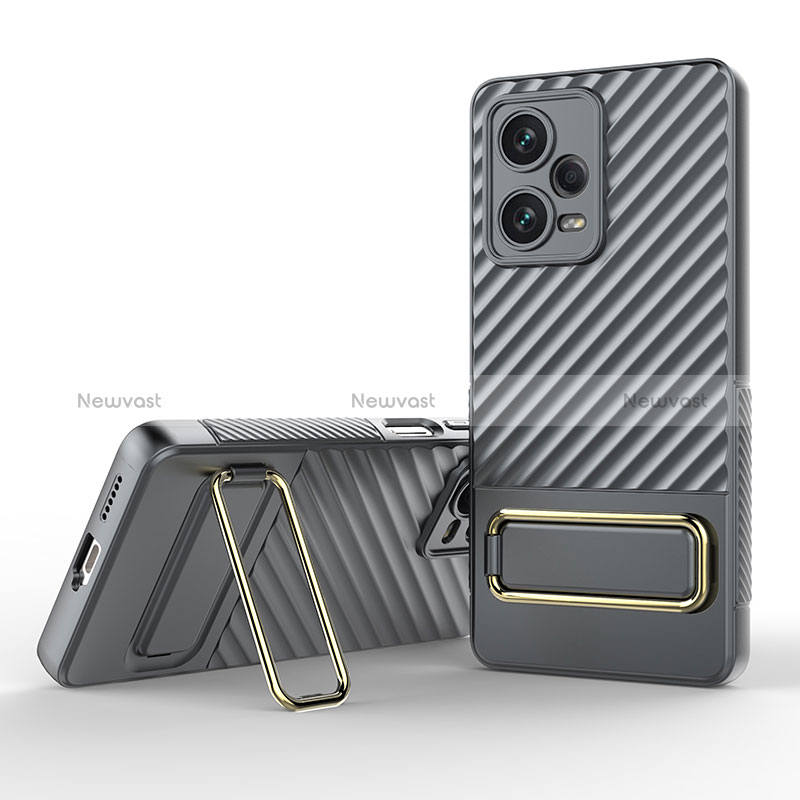 Ultra-thin Silicone Gel Soft Case Cover with Stand KC1 for Xiaomi Redmi Note 12 Explorer Gray