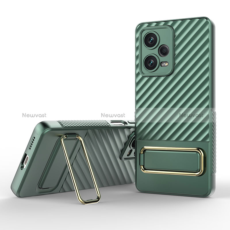 Ultra-thin Silicone Gel Soft Case Cover with Stand KC1 for Xiaomi Redmi Note 12 Explorer Green
