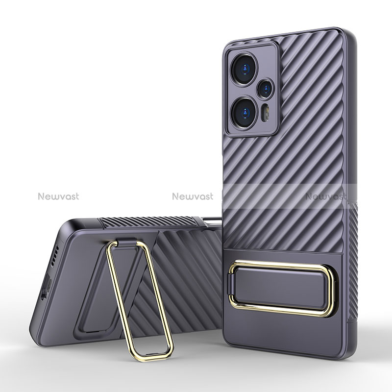 Ultra-thin Silicone Gel Soft Case Cover with Stand KC1 for Xiaomi Redmi Note 12 Turbo 5G Clove Purple