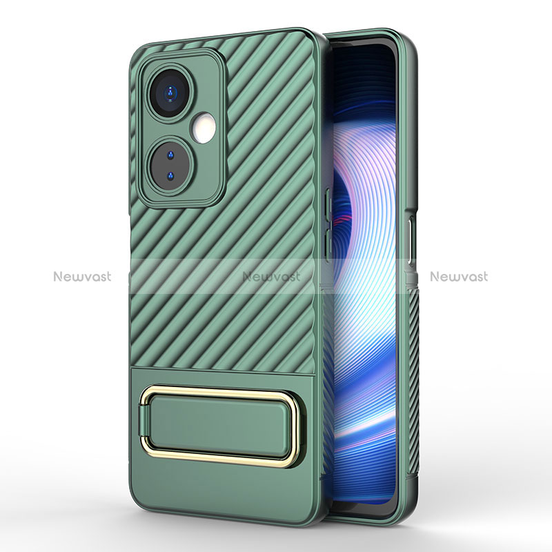 Ultra-thin Silicone Gel Soft Case Cover with Stand KC2 for OnePlus Nord CE 3 Lite 5G Green