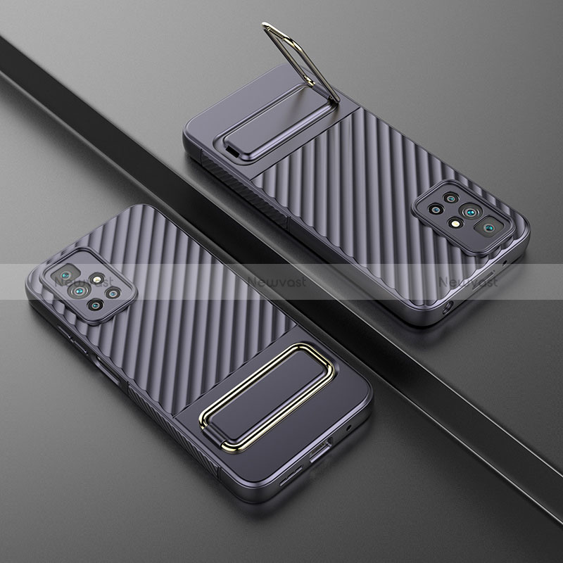 Ultra-thin Silicone Gel Soft Case Cover with Stand KC2 for Xiaomi Redmi 10 Prime