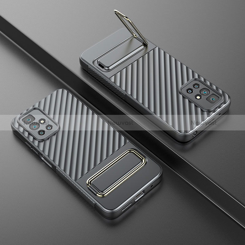 Ultra-thin Silicone Gel Soft Case Cover with Stand KC2 for Xiaomi Redmi 10 Prime Gray