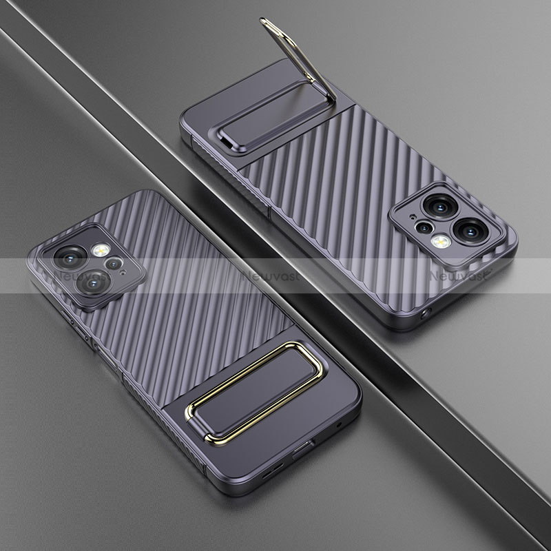 Ultra-thin Silicone Gel Soft Case Cover with Stand KC2 for Xiaomi Redmi Note 12 4G