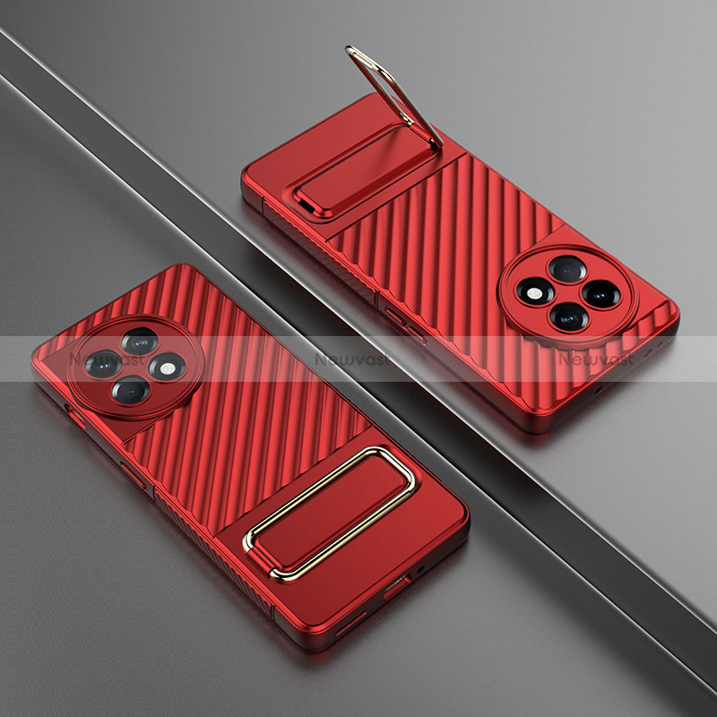 Ultra-thin Silicone Gel Soft Case Cover with Stand KC3 for OnePlus Ace 2 Pro 5G Red