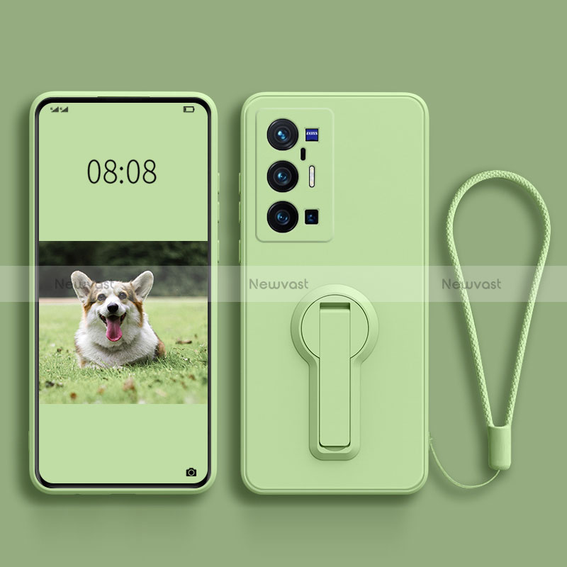 Ultra-thin Silicone Gel Soft Case Cover with Stand S01 for Vivo X70 Pro+ Plus 5G Midnight Green