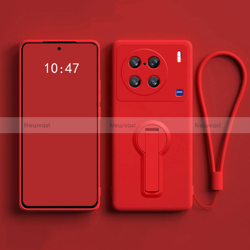 Ultra-thin Silicone Gel Soft Case Cover with Stand S01 for Vivo X90 5G Red