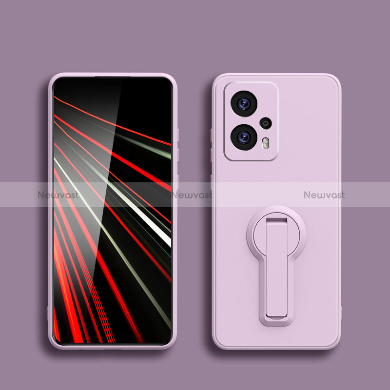 Ultra-thin Silicone Gel Soft Case Cover with Stand S01 for Xiaomi Redmi Note 11T Pro+ Plus 5G Clove Purple