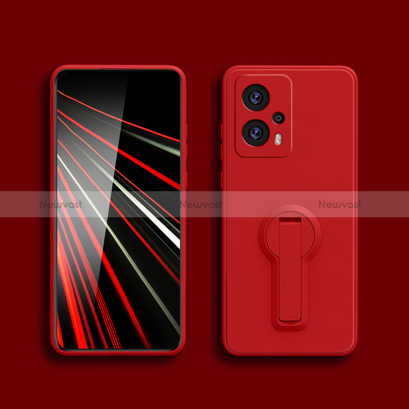 Ultra-thin Silicone Gel Soft Case Cover with Stand S01 for Xiaomi Redmi Note 11T Pro+ Plus 5G Red