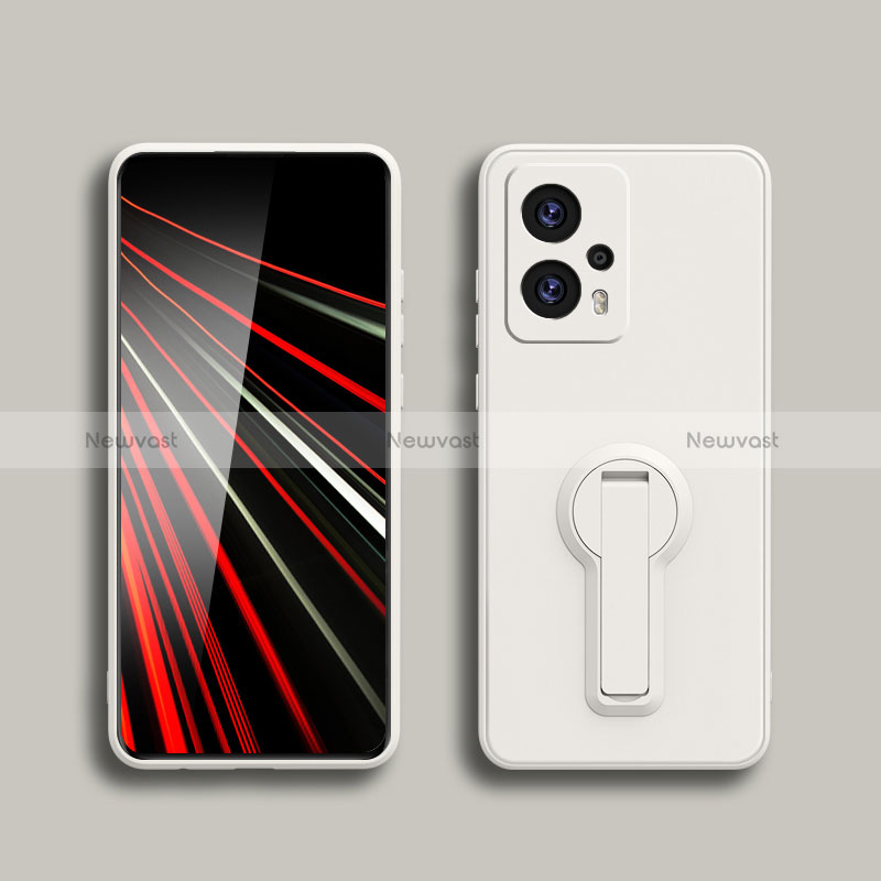Ultra-thin Silicone Gel Soft Case Cover with Stand S01 for Xiaomi Redmi Note 11T Pro+ Plus 5G White