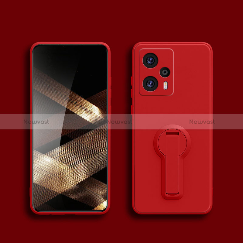 Ultra-thin Silicone Gel Soft Case Cover with Stand S01 for Xiaomi Redmi Note 12 Turbo 5G Red