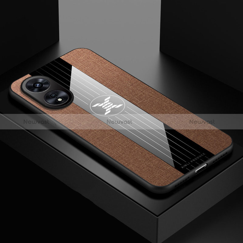 Ultra-thin Silicone Gel Soft Case Cover X01L for Oppo A1 5G Brown