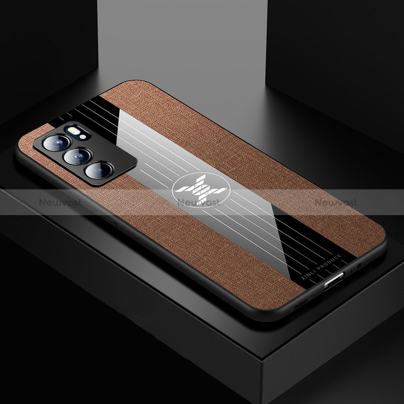 Ultra-thin Silicone Gel Soft Case Cover X01L for Oppo Reno6 5G Brown