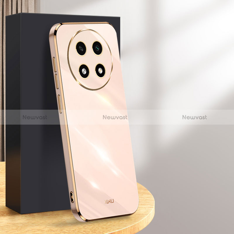 Ultra-thin Silicone Gel Soft Case Cover XL1 for Oppo A2 Pro 5G Rose Gold