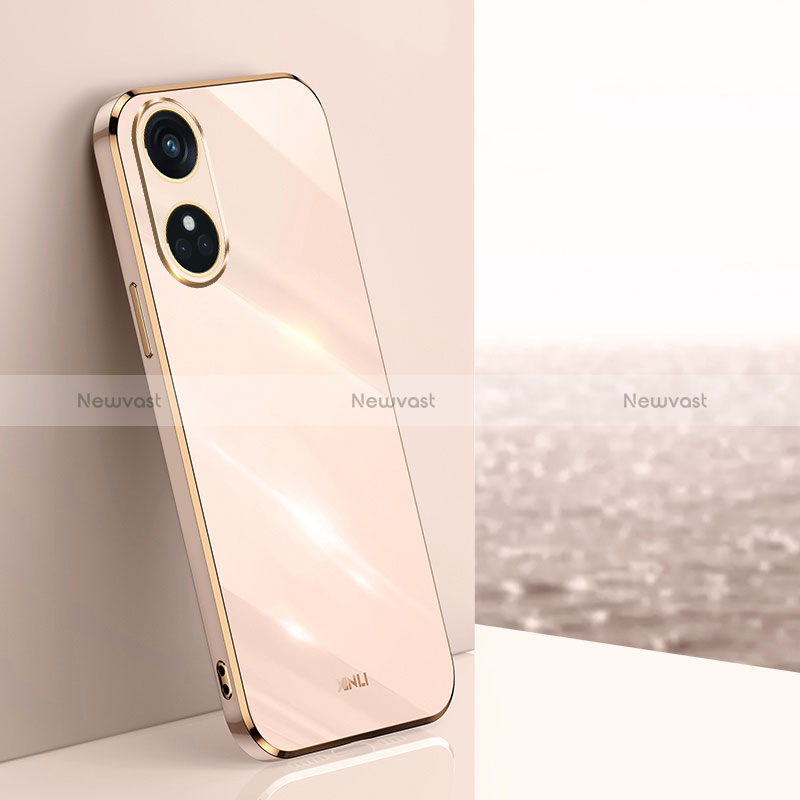 Ultra-thin Silicone Gel Soft Case Cover XL1 for Oppo Reno8 T 4G Rose Gold