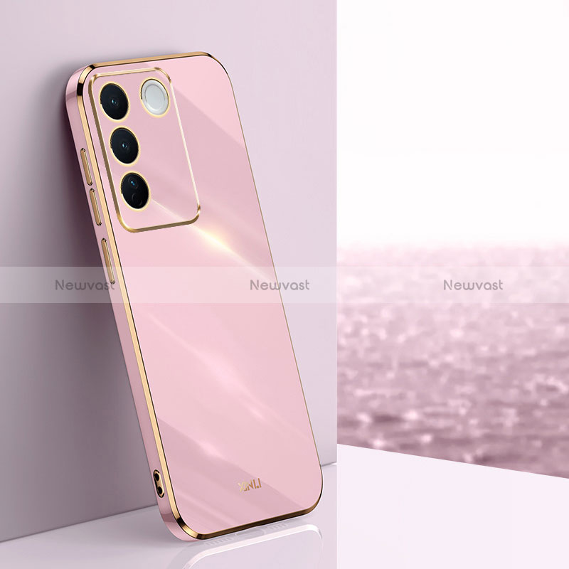 Ultra-thin Silicone Gel Soft Case Cover XL1 for Vivo V27 Pro 5G Pink