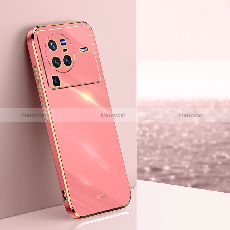 Ultra-thin Silicone Gel Soft Case Cover XL1 for Vivo X80 Pro 5G Hot Pink