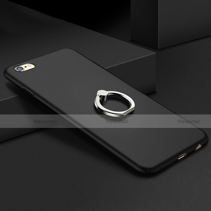 Ultra-thin Silicone Gel Soft Case with Finger Ring Stand A01 for Apple iPhone 6 Black