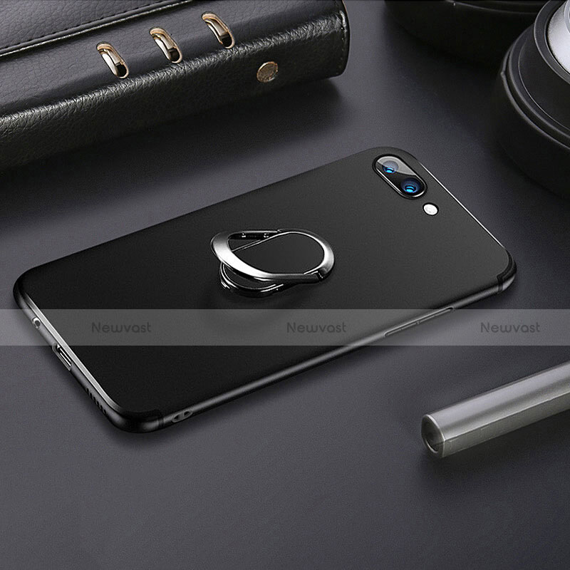 Ultra-thin Silicone Gel Soft Case with Finger Ring Stand A01 for Apple iPhone 8 Plus Black