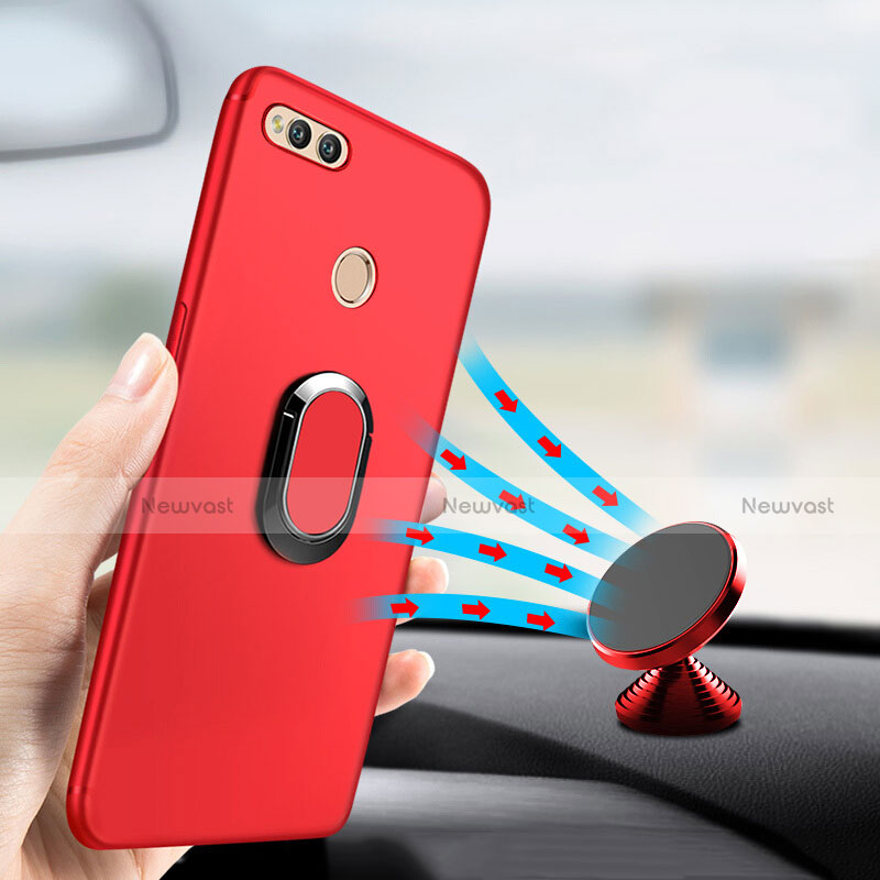 Ultra-thin Silicone Gel Soft Case with Finger Ring Stand A01 for Huawei Honor Play 7X Red