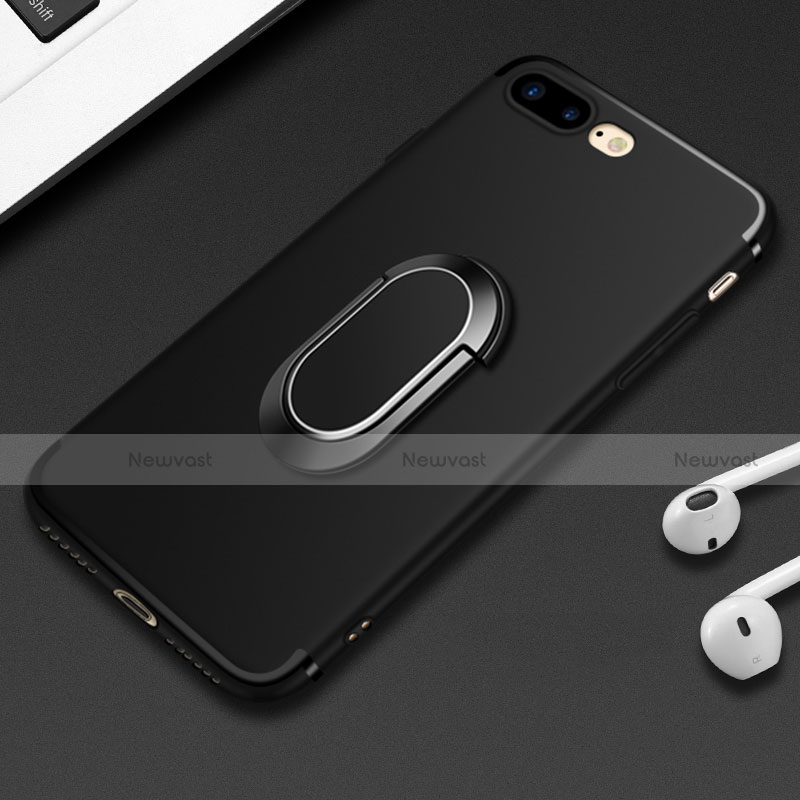 Ultra-thin Silicone Gel Soft Case with Finger Ring Stand A02 for Apple iPhone 8 Plus Black