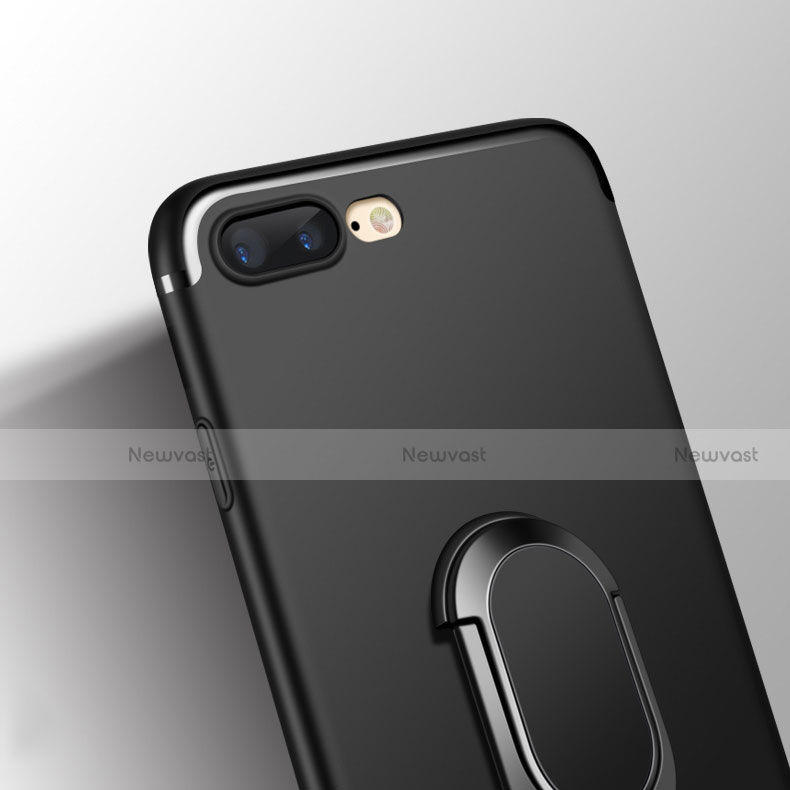 Ultra-thin Silicone Gel Soft Case with Finger Ring Stand A02 for Apple iPhone 8 Plus Black