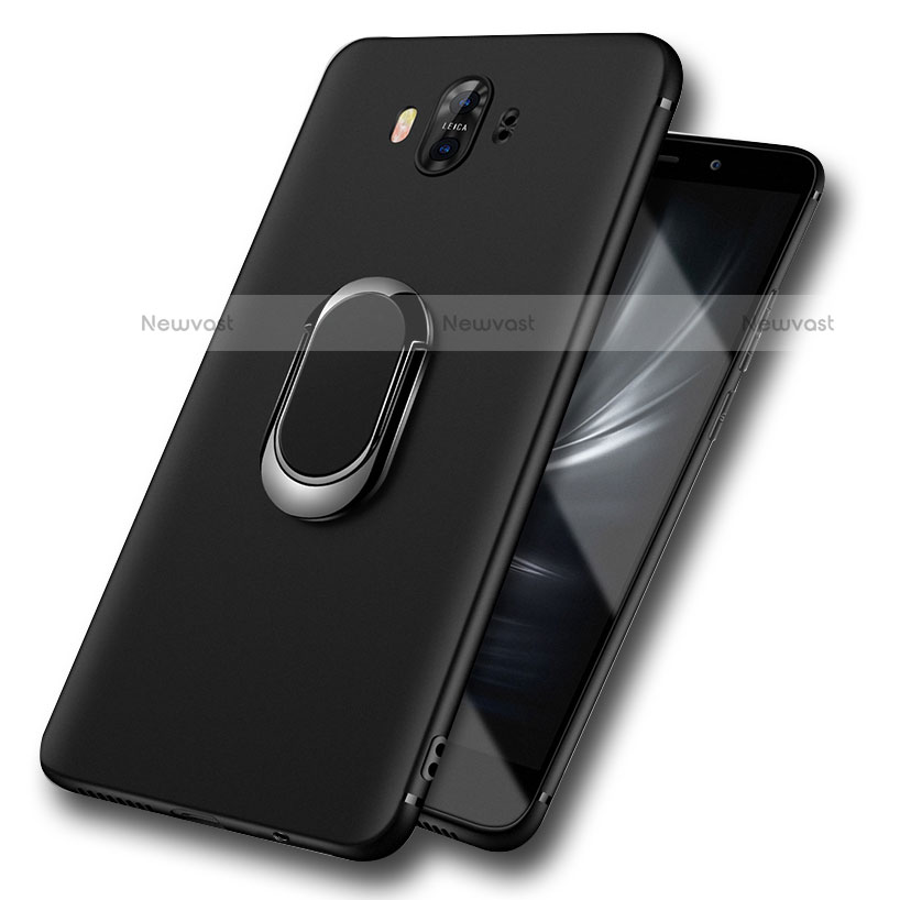 Ultra-thin Silicone Gel Soft Case with Finger Ring Stand A02 for Huawei Mate 10 Black