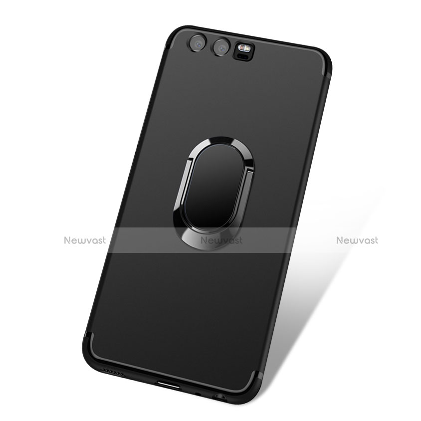 Ultra-thin Silicone Gel Soft Case with Finger Ring Stand A02 for Huawei P10 Black