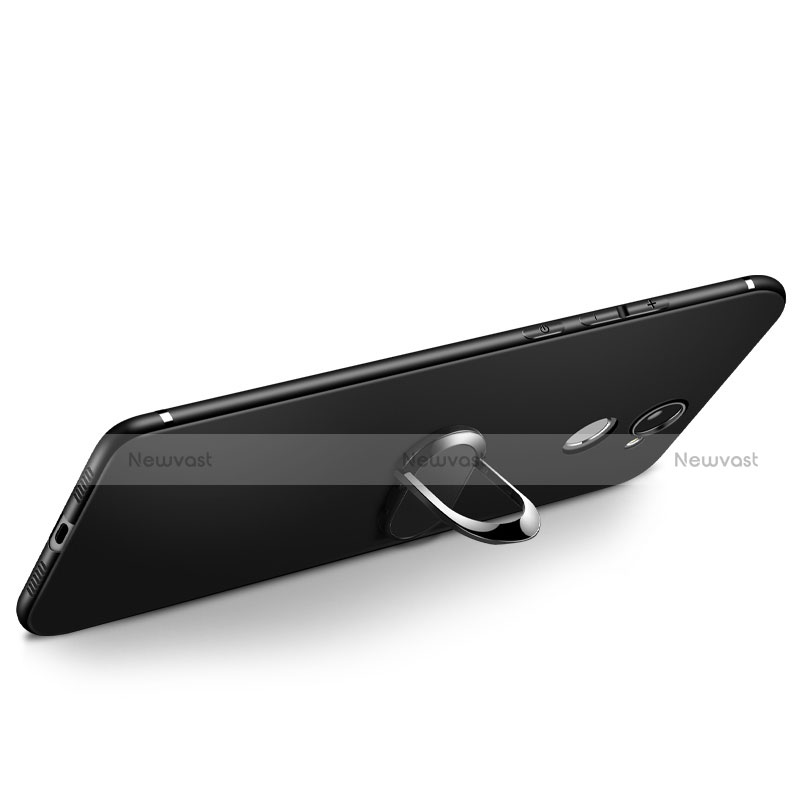 Ultra-thin Silicone Gel Soft Case with Finger Ring Stand A02 for Huawei Y7 Prime Black