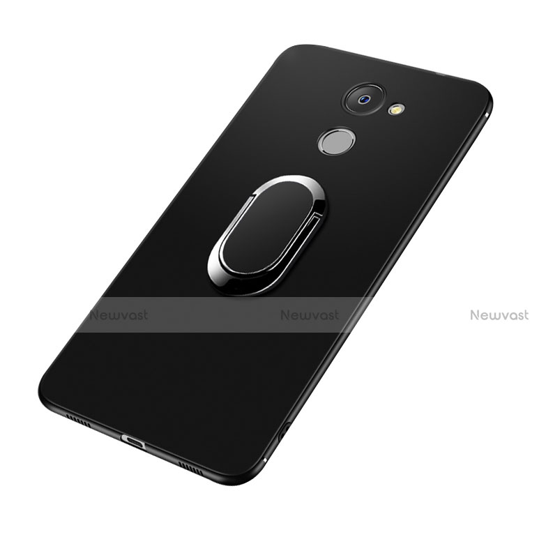 Ultra-thin Silicone Gel Soft Case with Finger Ring Stand A02 for Huawei Y7 Prime Black