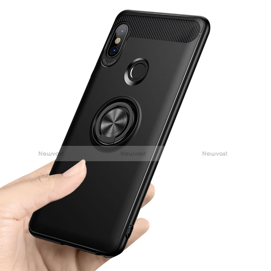 Ultra-thin Silicone Gel Soft Case with Finger Ring Stand A02 for Xiaomi Redmi Note 5 Pro Black