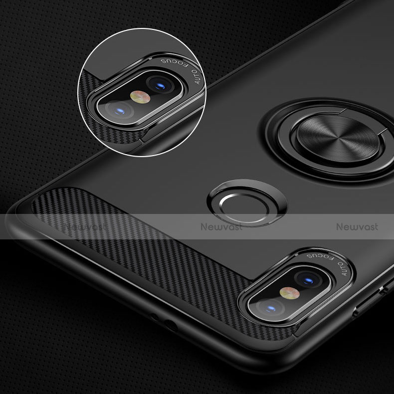 Ultra-thin Silicone Gel Soft Case with Finger Ring Stand A02 for Xiaomi Redmi Note 5 Pro Black