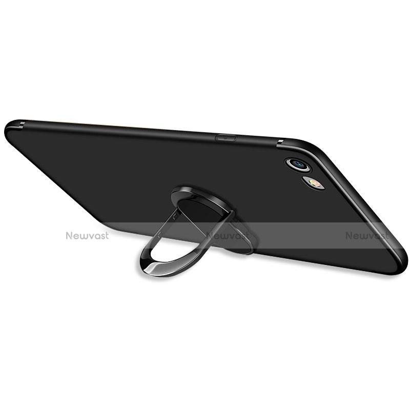 Ultra-thin Silicone Gel Soft Case with Finger Ring Stand A03 for Apple iPhone 6 Black