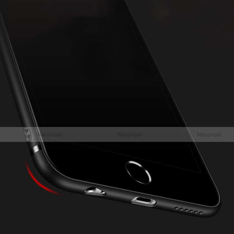 Ultra-thin Silicone Gel Soft Case with Finger Ring Stand A03 for Apple iPhone 6 Black