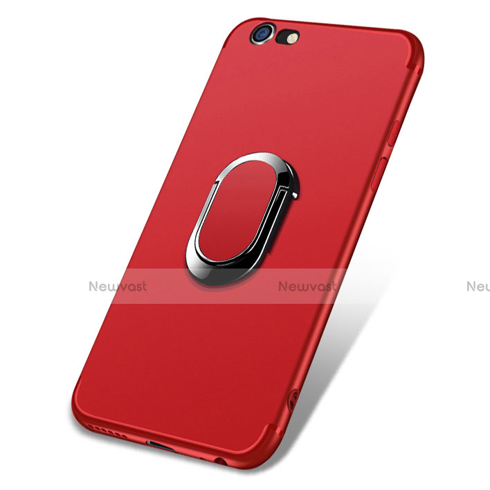 Ultra-thin Silicone Gel Soft Case with Finger Ring Stand A03 for Apple iPhone 6 Red