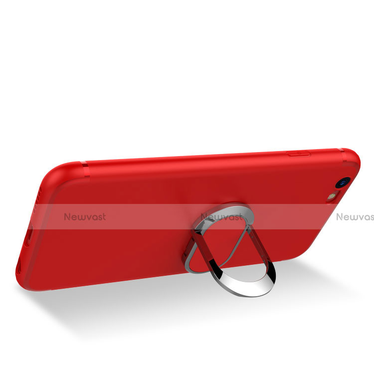 Ultra-thin Silicone Gel Soft Case with Finger Ring Stand A03 for Apple iPhone 6 Red