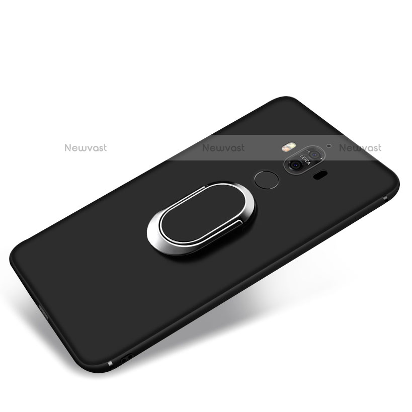 Ultra-thin Silicone Gel Soft Case with Finger Ring Stand A03 for Huawei Mate 9 Black