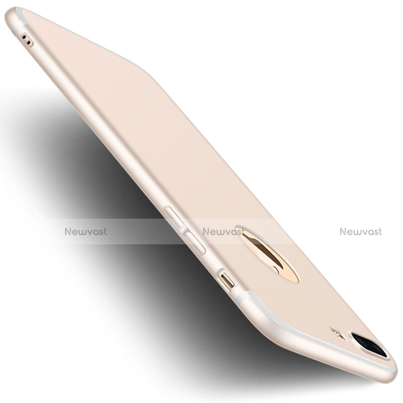 Ultra-thin Silicone Gel Soft Case with Finger Ring Stand A04 for Apple iPhone 7 Plus Gold