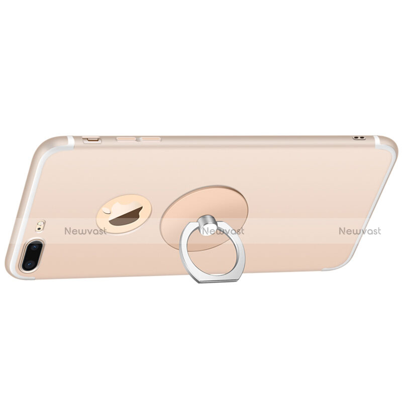 Ultra-thin Silicone Gel Soft Case with Finger Ring Stand A04 for Apple iPhone 8 Plus Gold