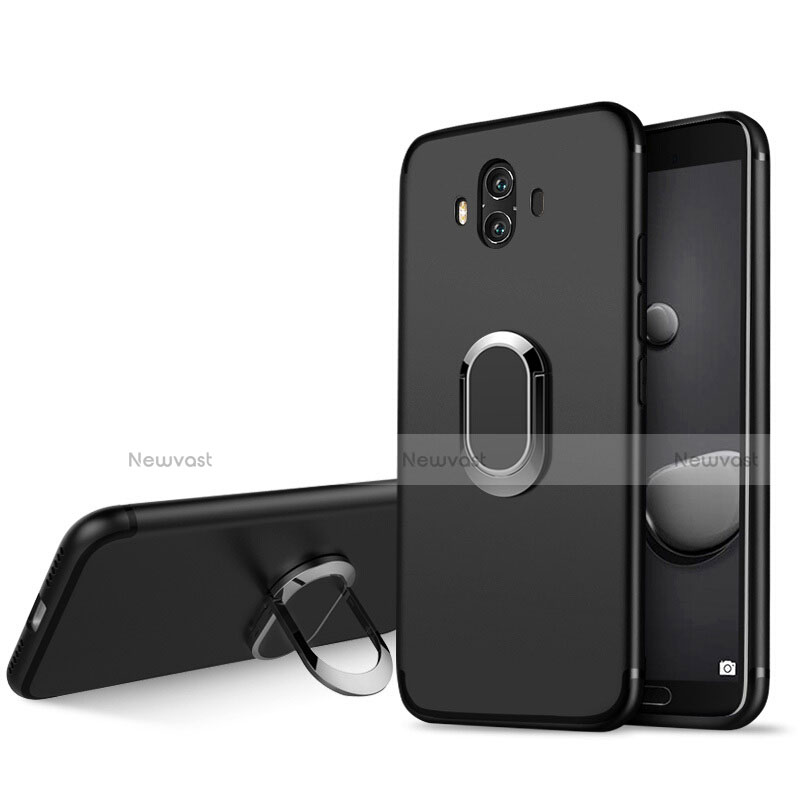 Ultra-thin Silicone Gel Soft Case with Finger Ring Stand A04 for Huawei Mate 10 Black