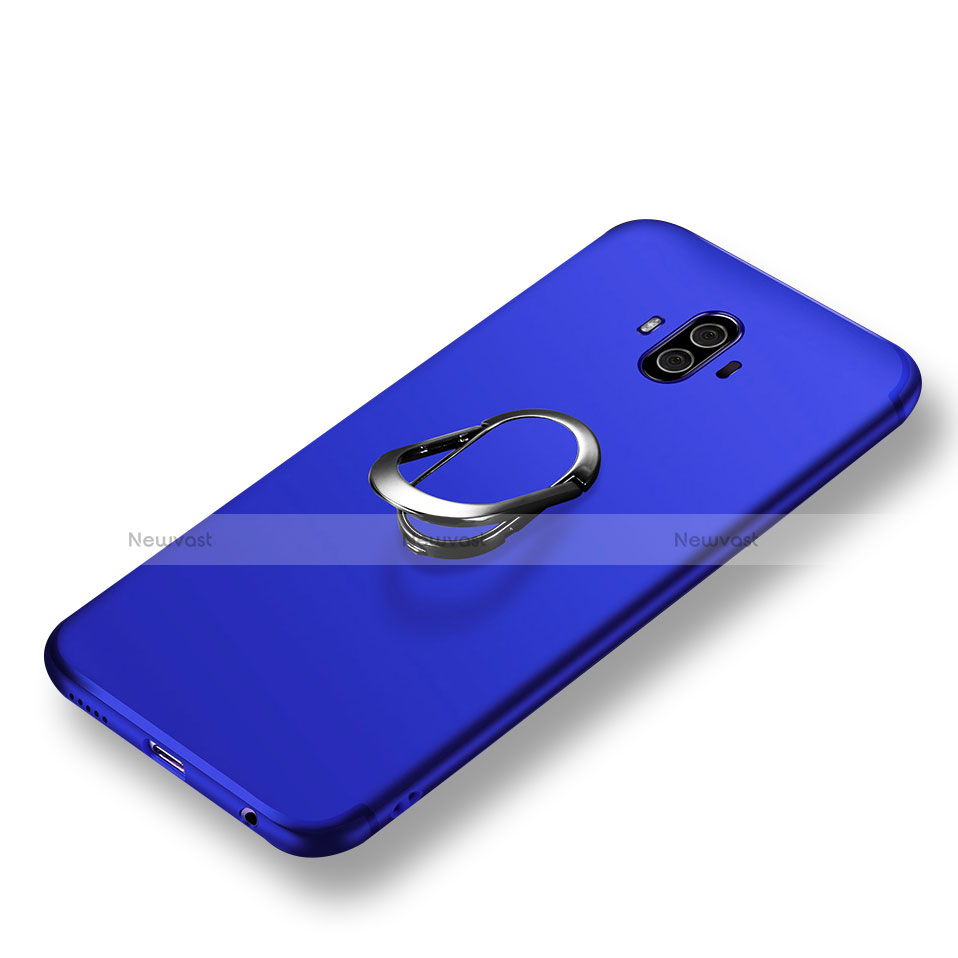 Ultra-thin Silicone Gel Soft Case with Finger Ring Stand A04 for Huawei Mate 10 Blue