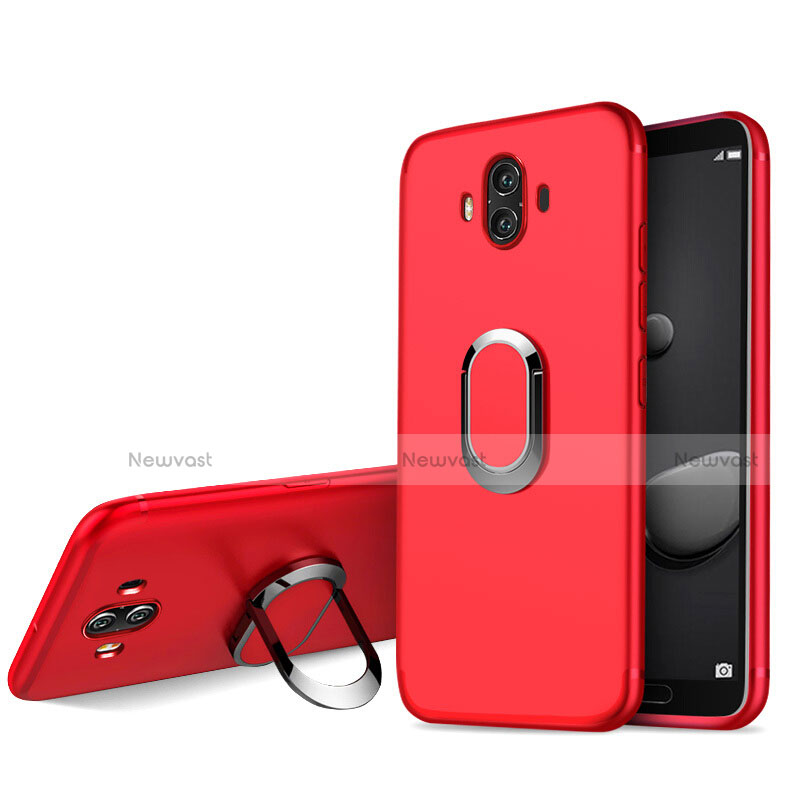 Ultra-thin Silicone Gel Soft Case with Finger Ring Stand A04 for Huawei Mate 10 Red