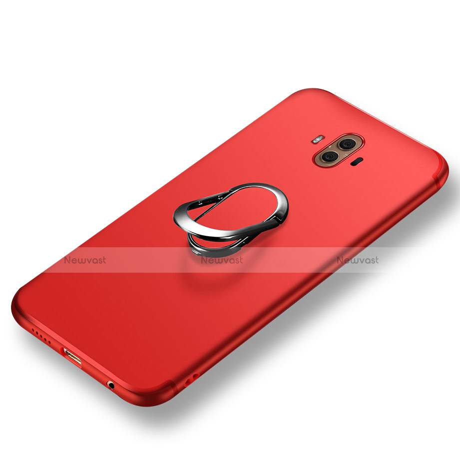 Ultra-thin Silicone Gel Soft Case with Finger Ring Stand A04 for Huawei Mate 10 Red