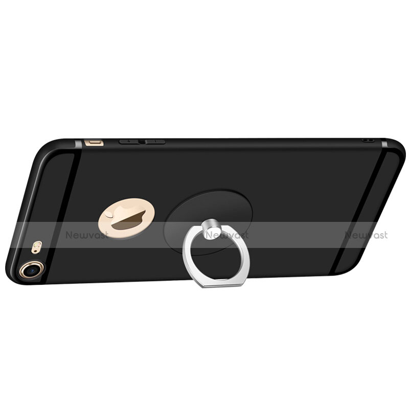 Ultra-thin Silicone Gel Soft Case with Finger Ring Stand for Apple iPhone 6 Black