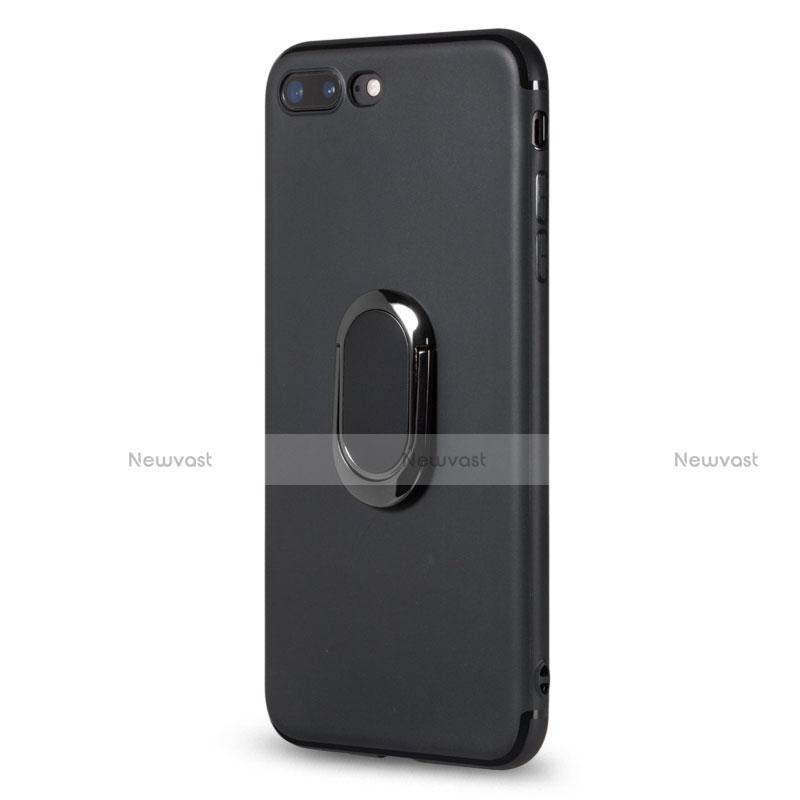 Ultra-thin Silicone Gel Soft Case with Finger Ring Stand for Apple iPhone 7 Plus Black