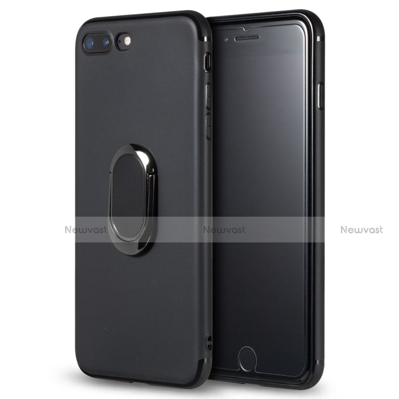 Ultra-thin Silicone Gel Soft Case with Finger Ring Stand for Apple iPhone 7 Plus Black