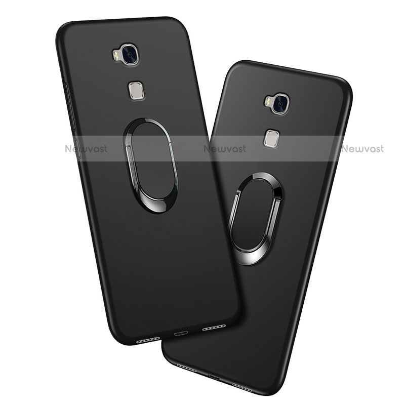 Ultra-thin Silicone Gel Soft Case with Finger Ring Stand for Huawei Honor 5X Black